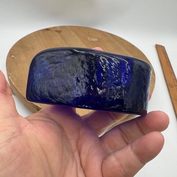 Cobalt Blue Blenko Candle Holder Tear Drop Taper Candle Holders Mid Century Mode - Picture 4 of 12